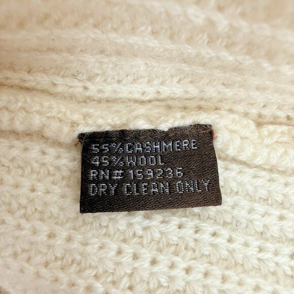 J. McLaughlin Wool Cashmere Sweater Size Large V Neck Ivory Luxury Minimalist - Picture 9 of 14